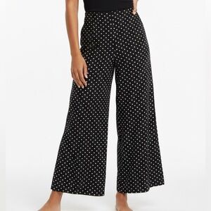 Elegant Polka Dot Maxi Pants - Black and White